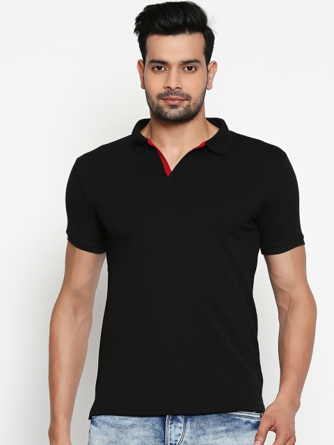 

Integriti Men Black Solid Polo Collar T-shirt