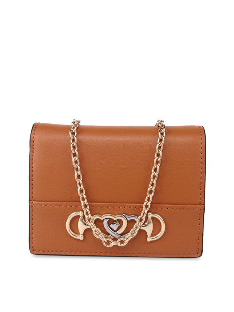 

Jelly Bunny Women Tan Brown Solid Two Fold Wallet With Sling Strap