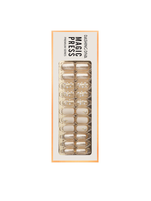 

Dashing Diva Gold & Cream MAGICPRESS SEINE WHITE Artificial Nails