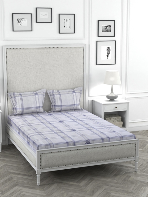 

STELLAR HOME Blue & Grey Printed Cotton Double King Bedsheet With 2 Pillow Covers