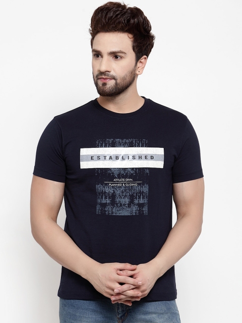 

Cantabil Men Navy Blue Printed Round Neck T-shirt