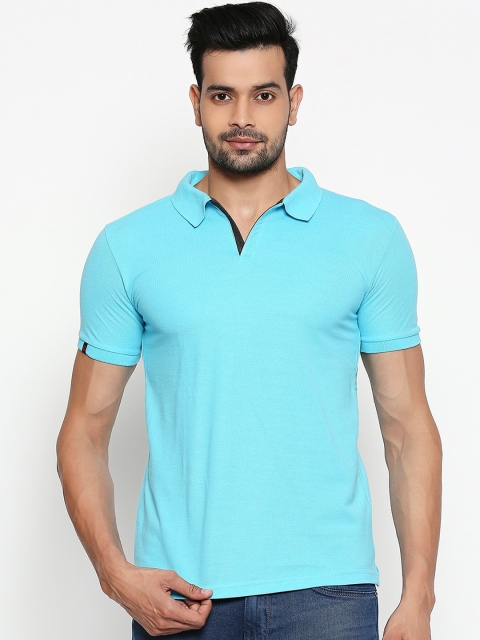 Integriti Men Blue Solid Polo Collar T-shirt