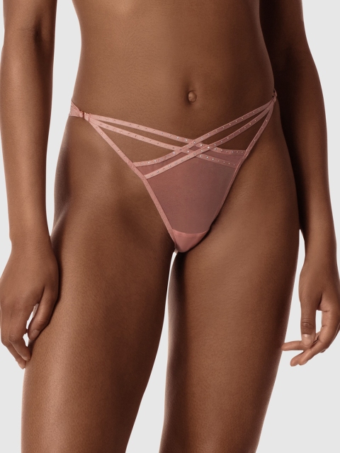 

La Senza Women Peach-Coloured Solid Thongs 11150358-81S0