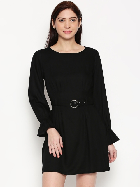 

People Women Black Solid Fit and Flare Dress