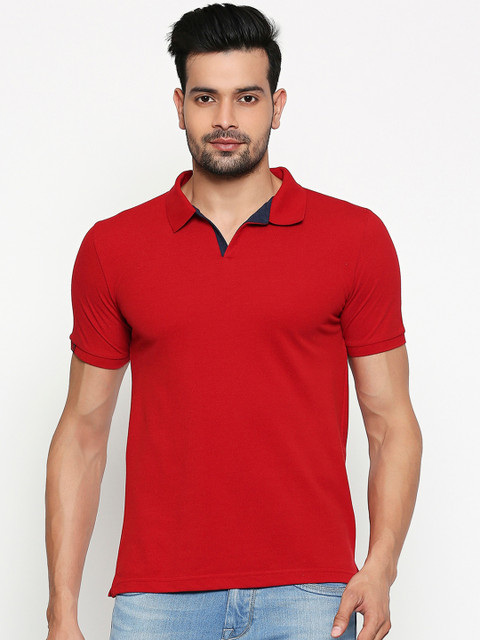 

Integriti Men Red Solid Polo Collar T-shirt