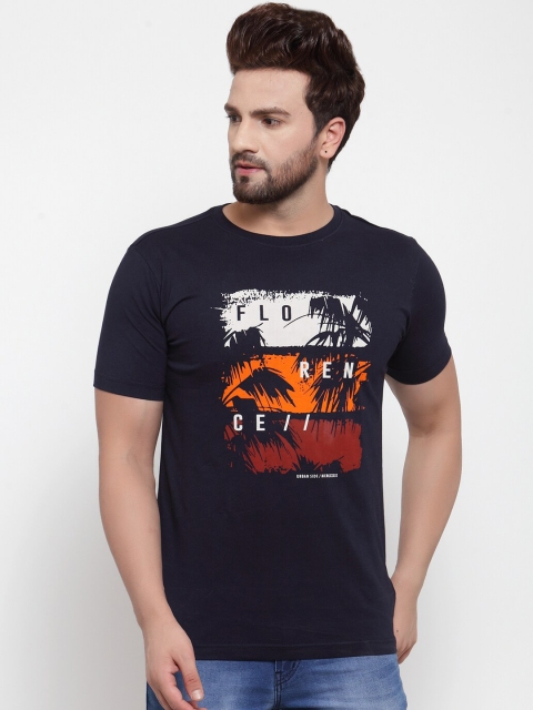 

Cantabil Men Navy Blue Printed Round Neck T-shirt