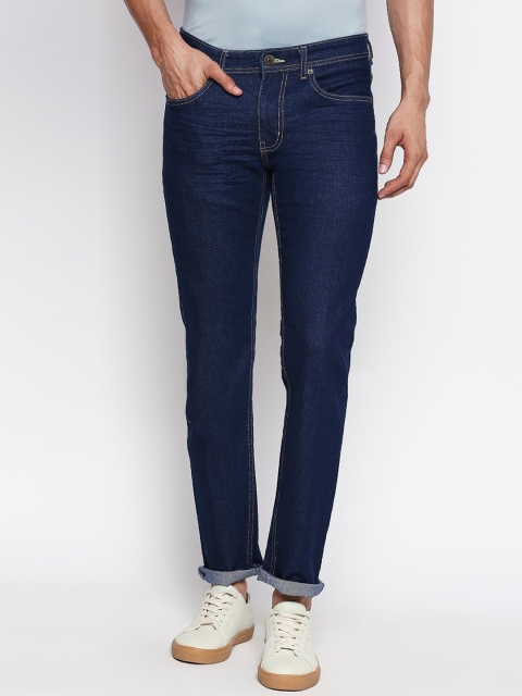 

People Men Navy Blue Tapered Fit Mid-Rise Clean Look Jeans