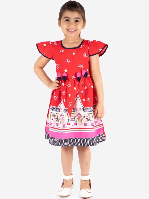 

KID1 Girls Red Printed Fit and Flare Dress