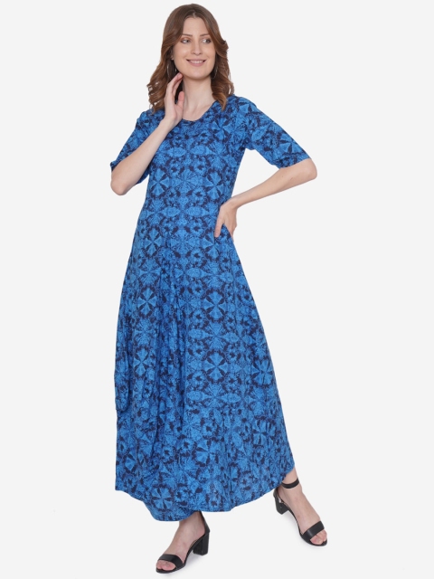 

Vedic Women Blue Printed A-Line Kurta