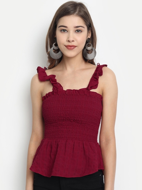 

Clothzy Women Maroon Solid Top