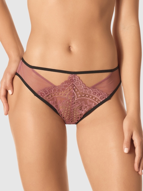 

La Senza Women Purple & Black Self-Design Garter Bikini Briefs 11128224-08T6