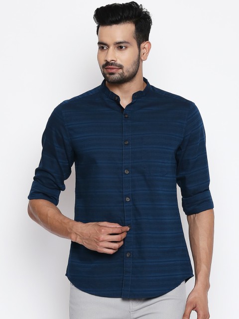

Urban Ranger by pantaloons Men Teal Slim Fit Striped Casual Shirt