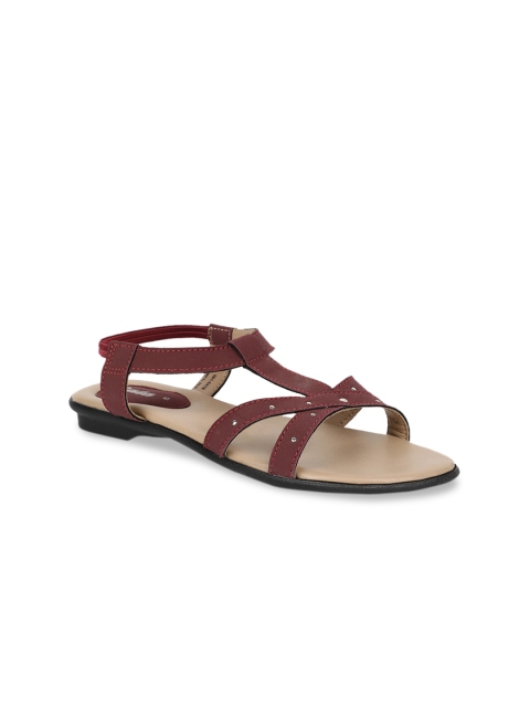 

Bata Women Maroon Embellished PU Open Toe Flats