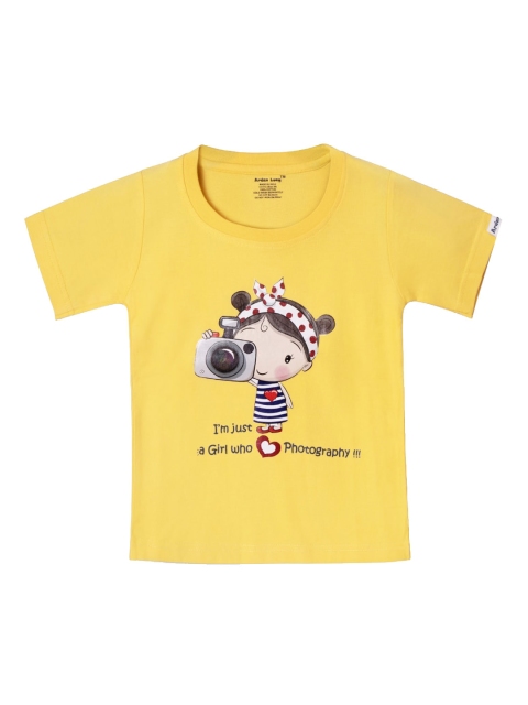 

Ardan Lucy Girls Yellow Printed Round Neck T-shirt