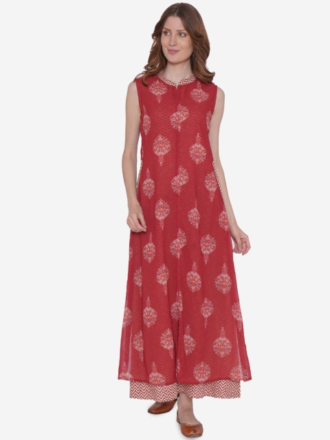 

Vedic Women Red & Beige Printed Anarkali Kurta