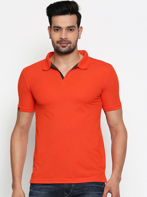 

Integriti Men Orange Solid Polo Collar T-shirt