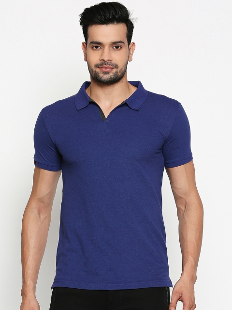 

Integriti Men Blue Solid Polo Collar T-shirt
