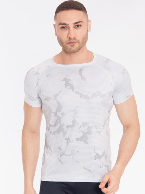 

AESTHETIC NATION Men White Printed Round Neck Cooldry T-shirt