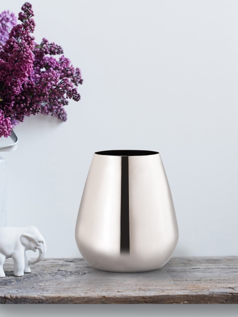 

Aapno Rajasthan Steel-Toned Solid Glossy Stainless Steel Cylindrical Flower Vase