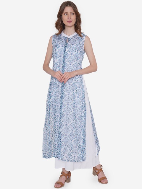 

Vedic Women Blue & Off-White Printed Anarkali Kurta