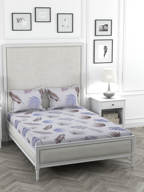 

STELLAR HOME Lavender & Blue Printed Double Queen Bedsheet With 2 Pillow Covers