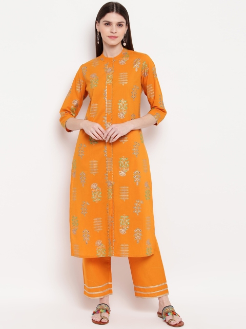 

Khushal K Women Orange Printed Kurta with Palazzos