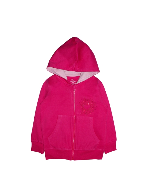 

KiddoPanti Girls Fuchsia Pink Embellished Hooded Sweatshirt