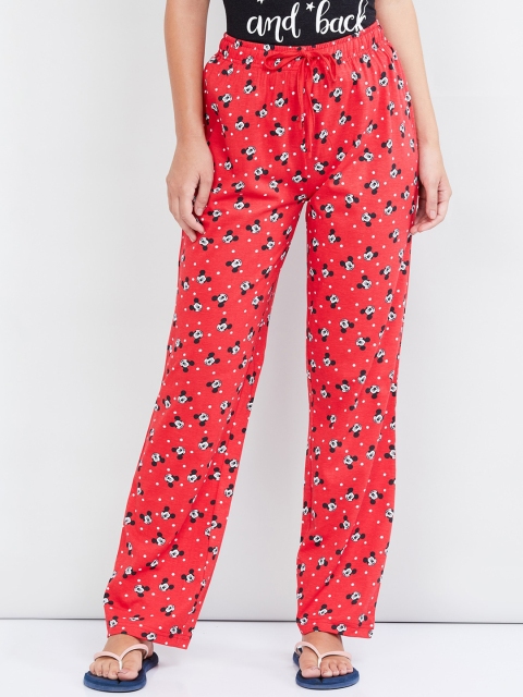 

max Women Pink & White Mickey Mouse Printed Lounge Pants