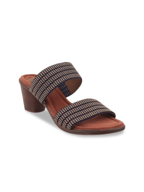 

Catwalk Women Navy Blue & Beige Woven Design Block Heels