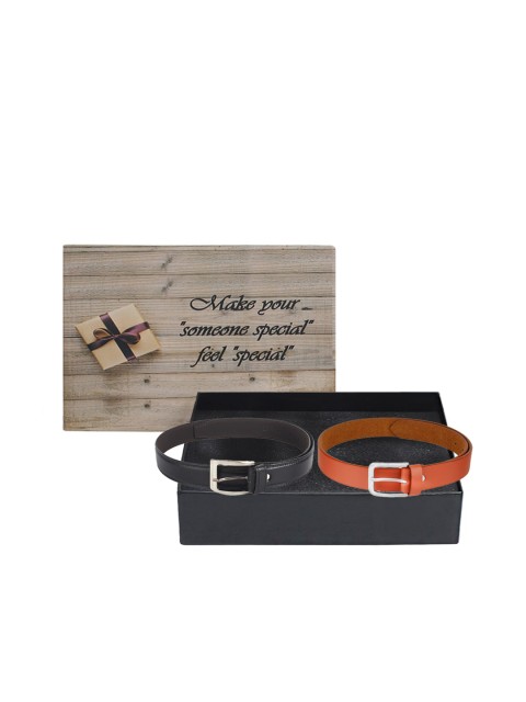 

LONDON FASHION hob Men Set Of 2 Belts Accessory Gift Set, Black