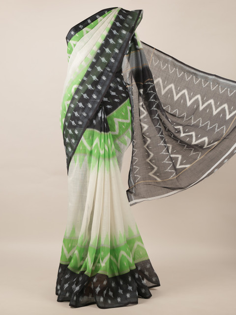 

Pothys Cream-Coloured Printed Linen Blend Saree