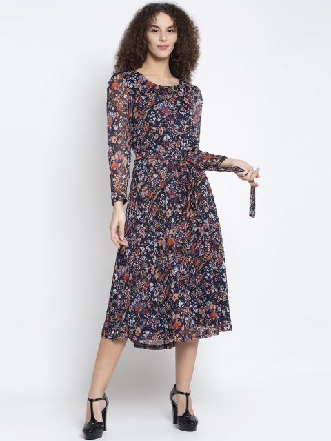 

Just Wow Women Multicoloured Printed Fit and Flare Dress, Multi