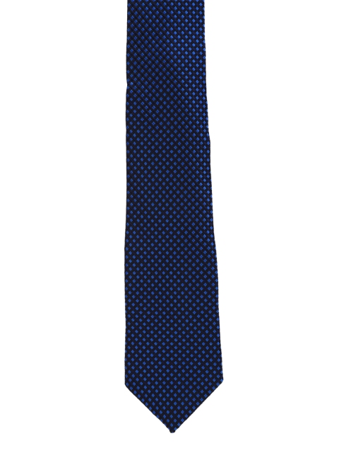 

Louis Philippe Men Navy Blue Woven-Design Silk Broad Tie