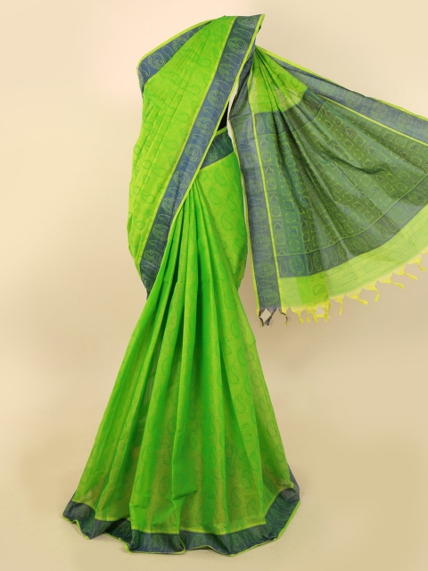 Pothys Green Solid Pure Cotton Saree