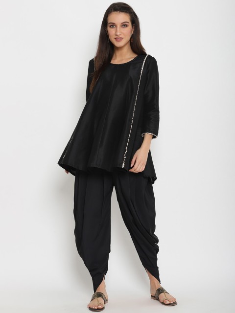 

Abhishti Women Black Solid Kurti with Dhoti Pants