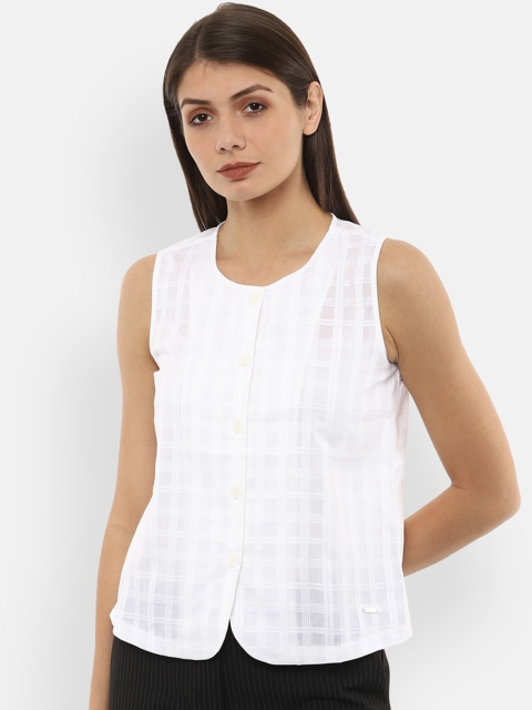 

Van Heusen Woman White Checked Shirt Style Top