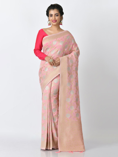 

RANGOLI Pink Art Silk Woven Design Banarasi Saree