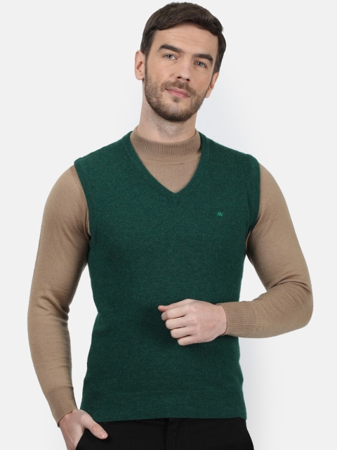 

Monte Carlo Men Green Solid Sweater Vest