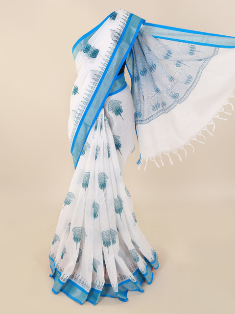 

Pothys White Floral Printed Pure Cotton Saree