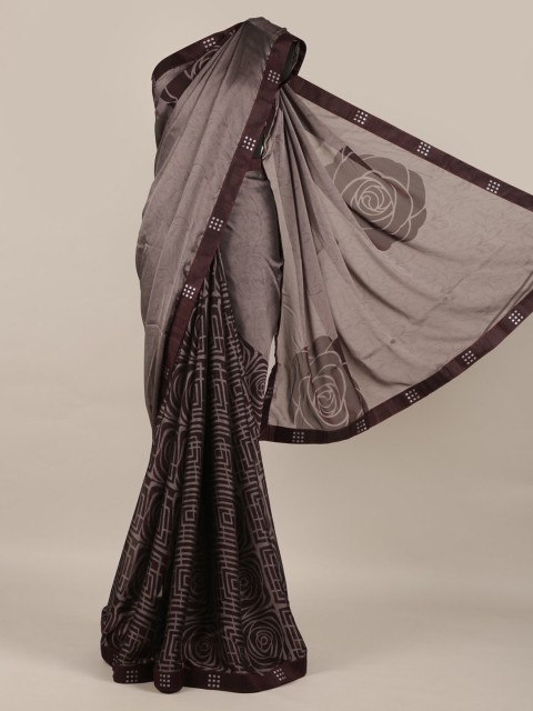 

Pothys Grey Printed Poly Chiffon Saree
