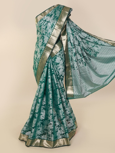 

Pothys Green Printed Cotton Blend Saree