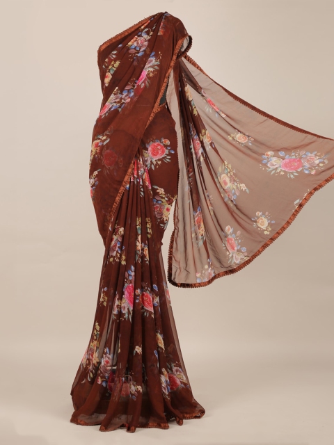 

Pothys Brown Printed Poly Chiffon Saree