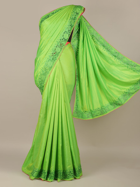

Pothys Green Solid Art Silk Saree