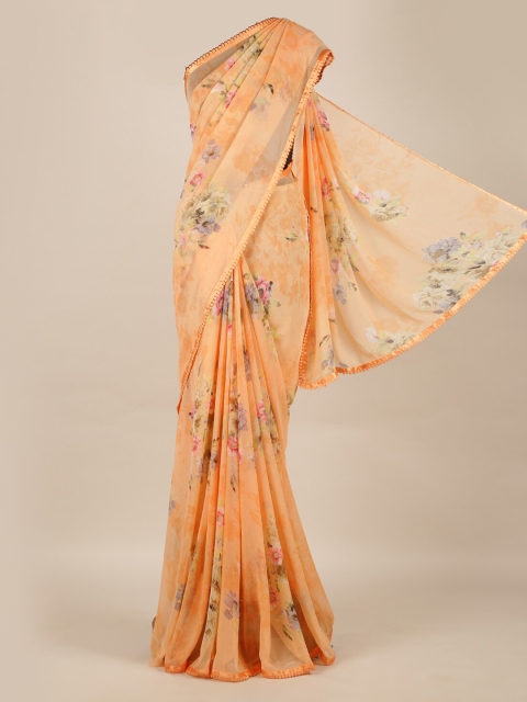 

Pothys Orange & Yellow Poly Chiffon Printed Saree