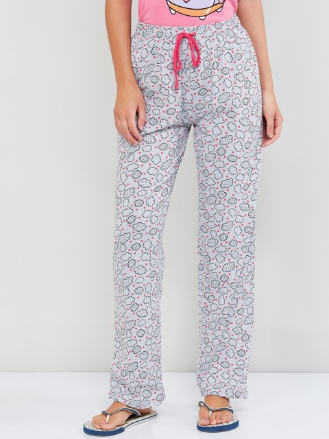 

max Women Grey Printed Pure Cotton Lounge Pants