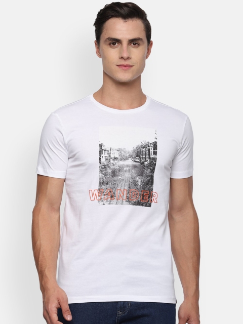 

Louis Philippe Jeans Men White Printed Round Neck T-shirt