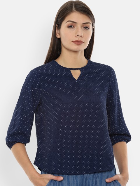 

Van Heusen Woman Women Navy Blue Printed Top