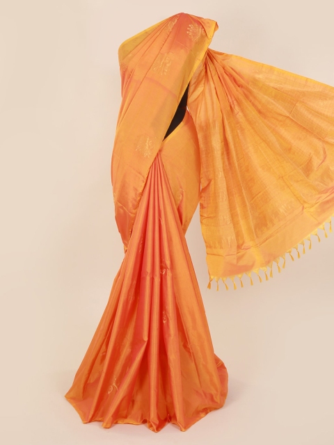 

Pothys Orange Silk Cotton Solid Kanjeevaram Saree