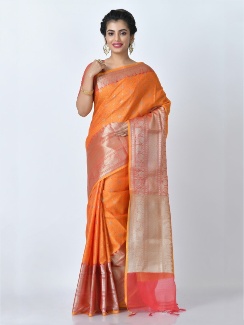 

RANGOLI Orange Woven Design Art Silk Saree