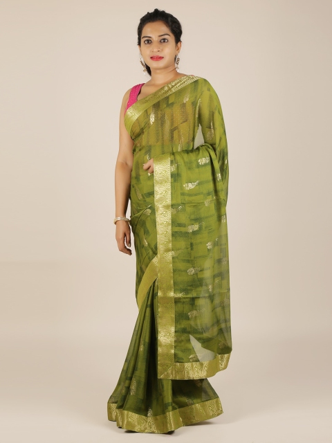 

Pothys Green Woven Design Poly Chiffon Saree